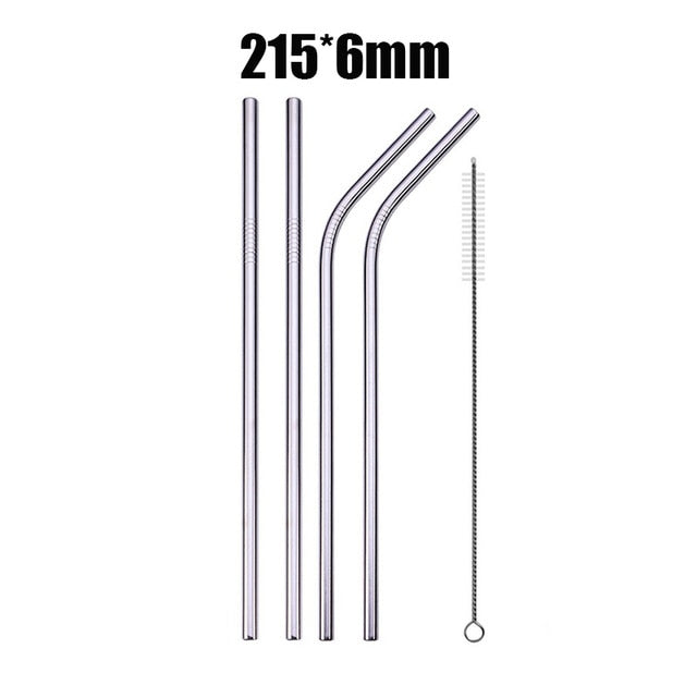 4Pcs Stainless Steel Reusable Drinking Straws High Quality Metal Cleaner Brush Wholesale-UlGadget