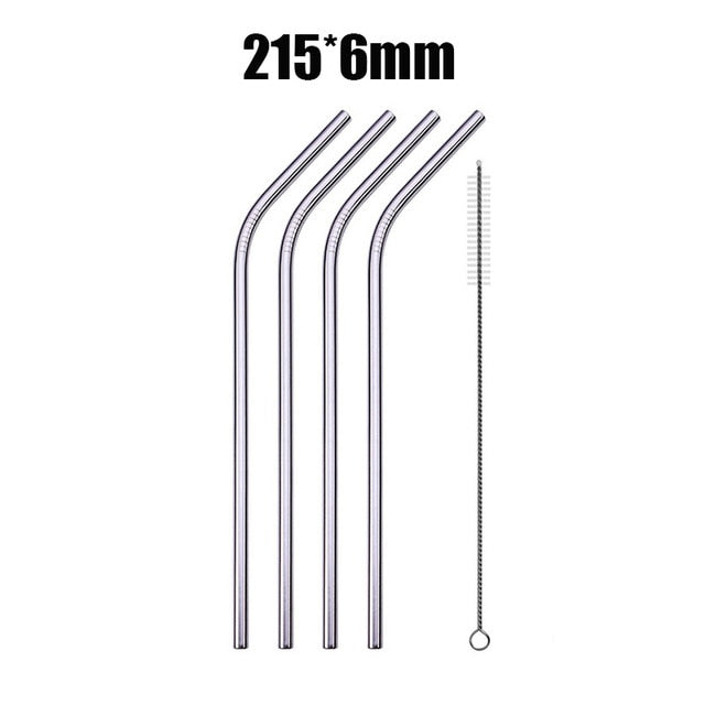 4Pcs Stainless Steel Reusable Drinking Straws High Quality Metal Cleaner Brush Wholesale-UlGadget