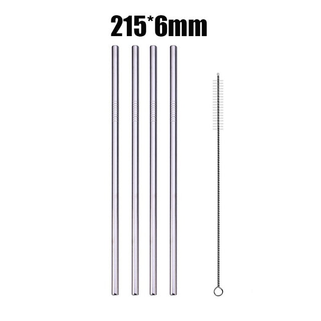 4Pcs Stainless Steel Reusable Drinking Straws High Quality Metal Cleaner Brush Wholesale-UlGadget