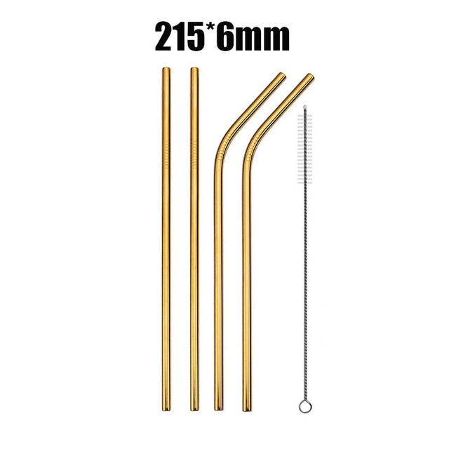 4Pcs Stainless Steel Reusable Drinking Straws High Quality Metal Cleaner Brush Wholesale-UlGadget