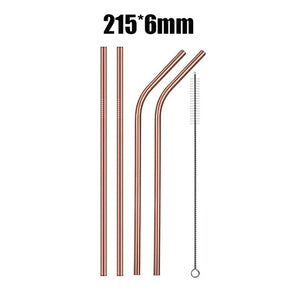 4Pcs Stainless Steel Reusable Drinking Straws High Quality Metal Cleaner Brush Wholesale-UlGadget