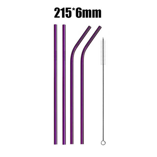 4Pcs Stainless Steel Reusable Drinking Straws High Quality Metal Cleaner Brush Wholesale-UlGadget