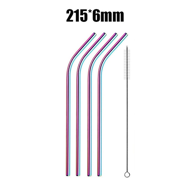 4Pcs Stainless Steel Reusable Drinking Straws High Quality Metal Cleaner Brush Wholesale-UlGadget