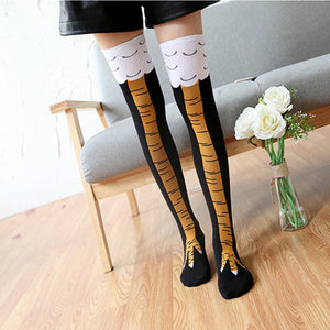 Long or Short Women 3D Cartoon Funny Thigh Chicken Toe Feet Socks-UlGadget