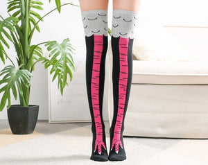 Long or Short Women 3D Cartoon Funny Thigh Chicken Toe Feet Socks-UlGadget