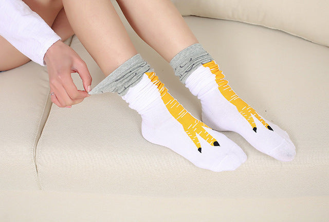 Long or Short Women 3D Cartoon Funny Thigh Chicken Toe Feet Socks-UlGadget