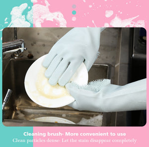 1 Pair Scrubber Rubber Cleaning Gloves Dusting Dish Washing Kitchen Tool