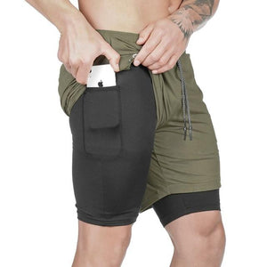 Compression Shorts Men Double-deck Quick Drying Jogging Gym Clothing-UlGadget