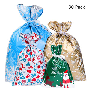 30PCS Christmas Gift Bags Cute Drawstring Assorted Styles Goody Bags Gift-UlGadget