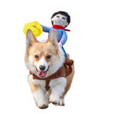 Cowboy Rider Dog Costume for Dogs Outfit Knight Style With Doll and Hat Pet Costume-UlGadget