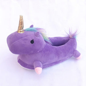 Unicorn Plush Slippers Girls Funny Warm Indoor Shoes Winter Non Slip Size 35-44-UlGadget