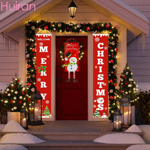 Red Xmas Decor Banner Christmas Door Banner Merry Christmas Outdoor Sign (Red)-UlGadget