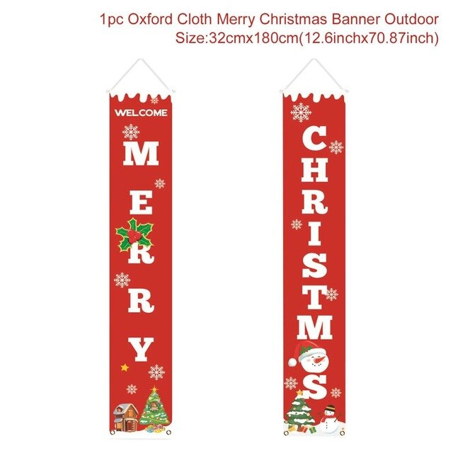 Red Xmas Decor Banner Christmas Door Banner Merry Christmas Outdoor Sign (Red)-UlGadget