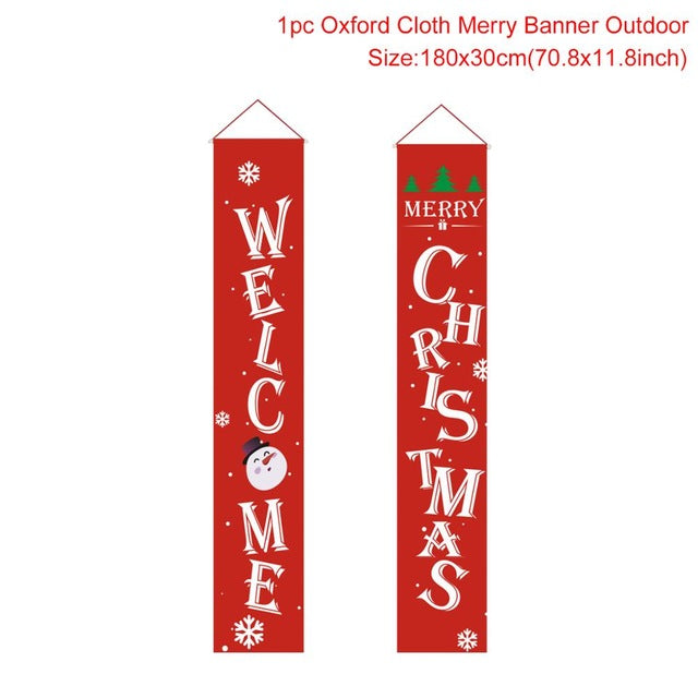 Red Xmas Decor Banner Christmas Door Banner Merry Christmas Outdoor Sign (Red)-UlGadget