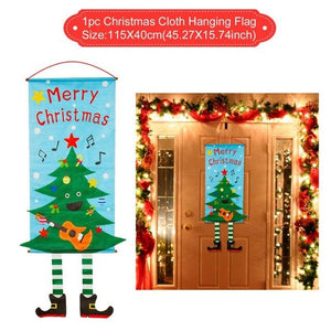 Red Xmas Decor Banner Christmas Door Banner Merry Christmas Outdoor Sign (Red)-UlGadget