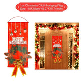 Red Xmas Decor Banner Christmas Door Banner Merry Christmas Outdoor Sign (Red)-UlGadget