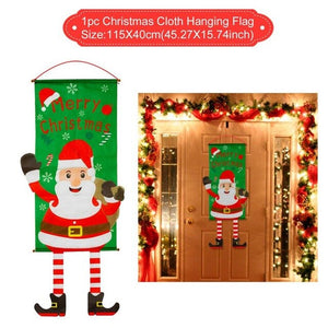 Red Xmas Decor Banner Christmas Door Banner Merry Christmas Outdoor Sign (Red)-UlGadget