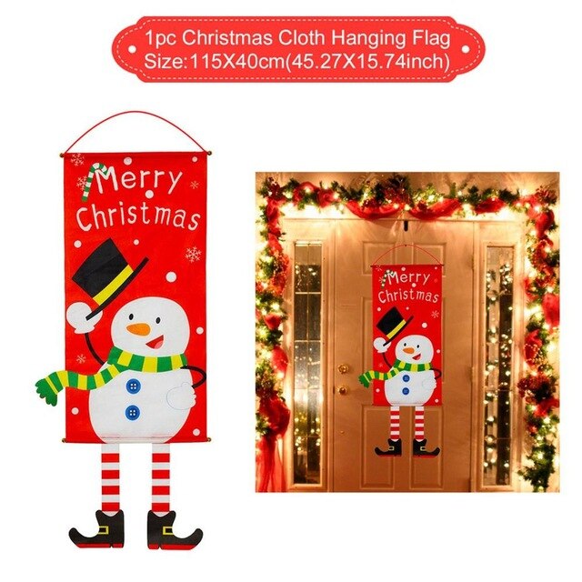 Red Xmas Decor Banner Christmas Door Banner Merry Christmas Outdoor Sign (Red)-UlGadget