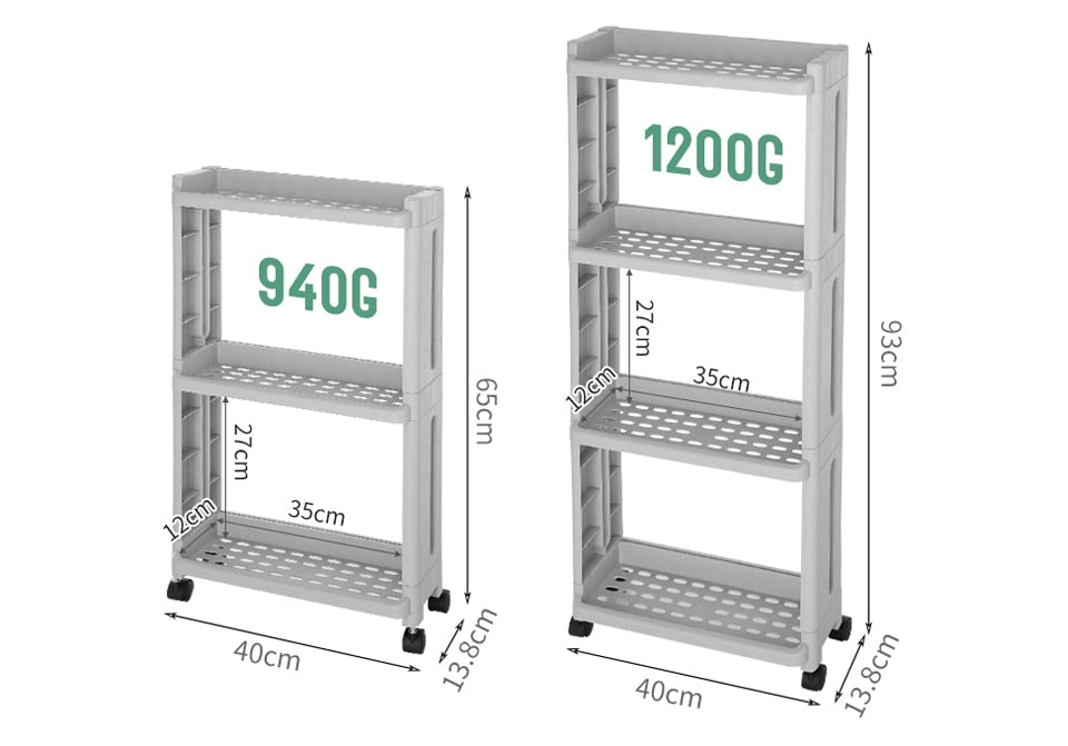 3/4 Layer Removable With Wheels Mobile Creative Kitchen Storage Shelf-UlGadget