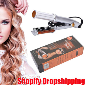 2-Way Electric Fast Hair Rotating Curling and Straightening Hair Brush Iron-UlGadget