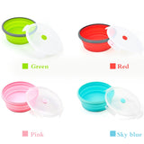 Foldable Round shape Colorful Fruit Salad Storage Silicone Food Container Conveniently Pack&Go Collapsible Lunch Box-UlGadget