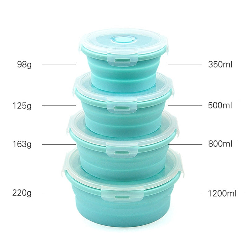 Foldable Round shape Colorful Fruit Salad Storage Silicone Food Container Conveniently Pack&Go Collapsible Lunch Box-UlGadget