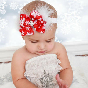 Christmas Girl Bow Feather Headband