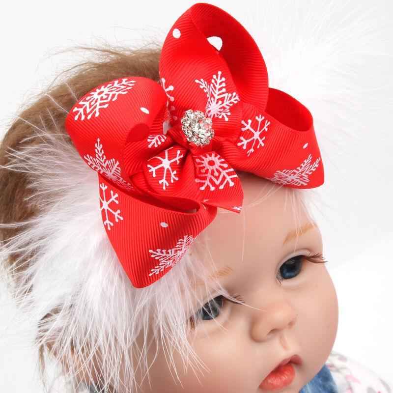 Christmas Girl Bow Feather Headband