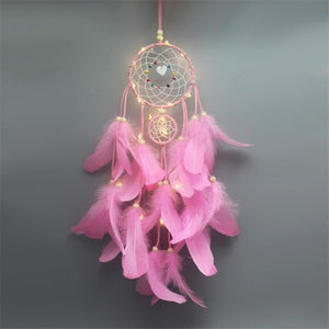 Dream Catcher LED lighting Handmade Traditional Feather Hanging Home Wall Decoration-UlGadget