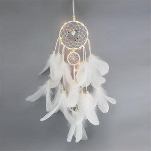 Dream Catcher LED lighting Handmade Traditional Feather Hanging Home Wall Decoration-UlGadget