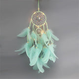 Dream Catcher LED lighting Handmade Traditional Feather Hanging Home Wall Decoration-UlGadget