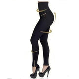 Hollywood High Waist Shaping Leggings Black Micro Elastic Buttons Rhinestones Zippers-UlGadget