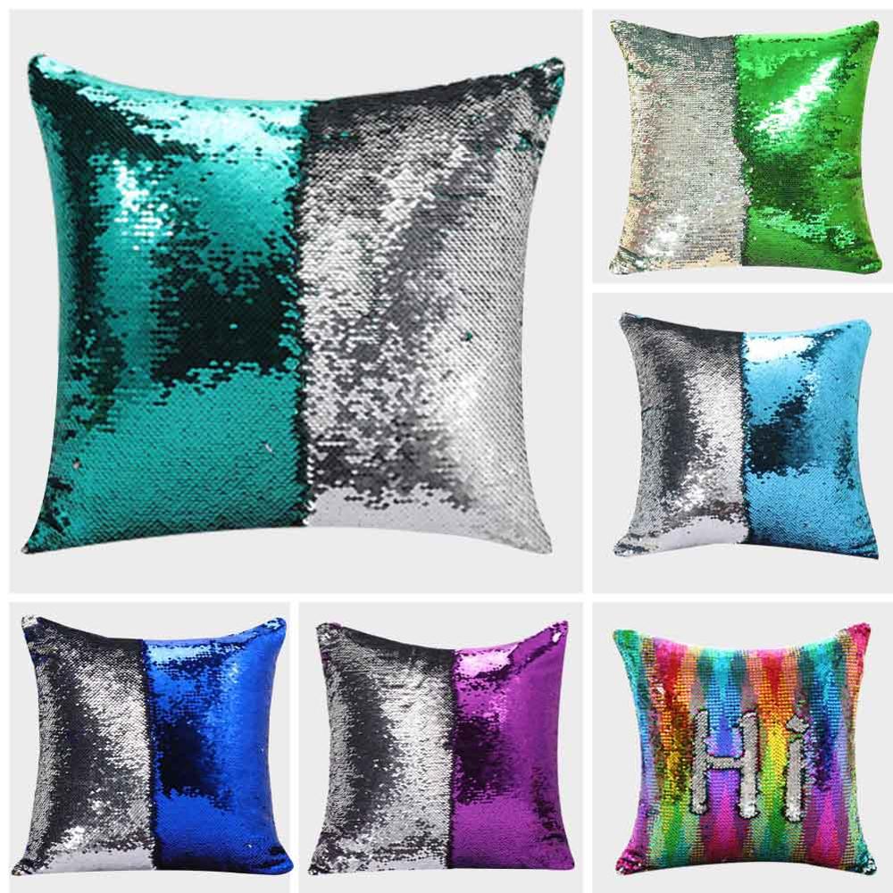 40X40cm DIY Magical Color Changing Reversible Mermaid Sequin Cushion Pillow Cover-UlGadget