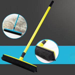 MIRACLE RUBBER PET HAIR BROOM with Squeegee & Telescoping Handle That Extends from 3 - 5'-UlGadget