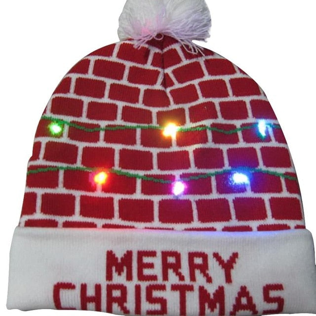 43 Designs LED Christmas Beanie Sweater Christmas Santa Hat Light Up Knitted Hat for Kid Adult Christmas Party-UlGadget