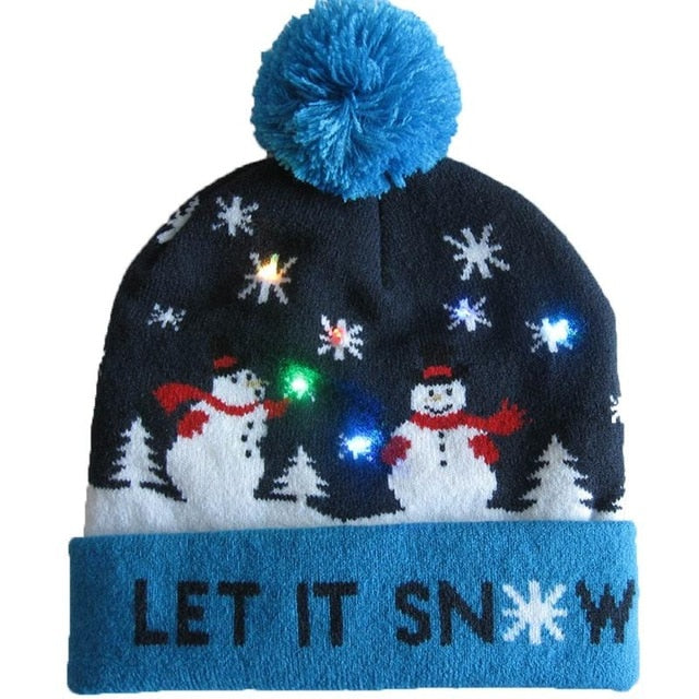 43 Designs LED Christmas Beanie Sweater Christmas Santa Hat Light Up Knitted Hat for Kid Adult Christmas Party-UlGadget