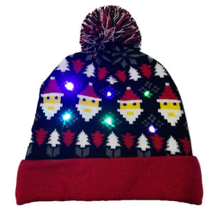 43 Designs LED Christmas Beanie Sweater Christmas Santa Hat Light Up Knitted Hat for Kid Adult Christmas Party-UlGadget