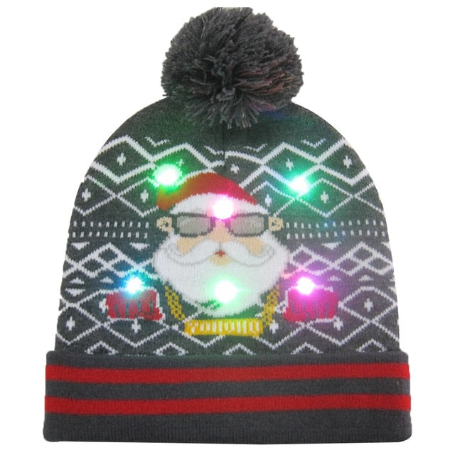 43 Designs LED Christmas Beanie Sweater Christmas Santa Hat Light Up Knitted Hat for Kid Adult Christmas Party-UlGadget