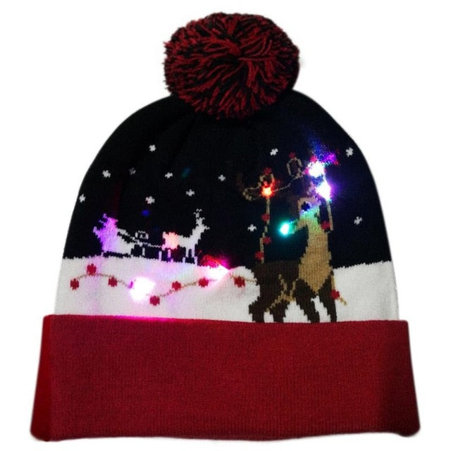 43 Designs LED Christmas Beanie Sweater Christmas Santa Hat Light Up Knitted Hat for Kid Adult Christmas Party-UlGadget