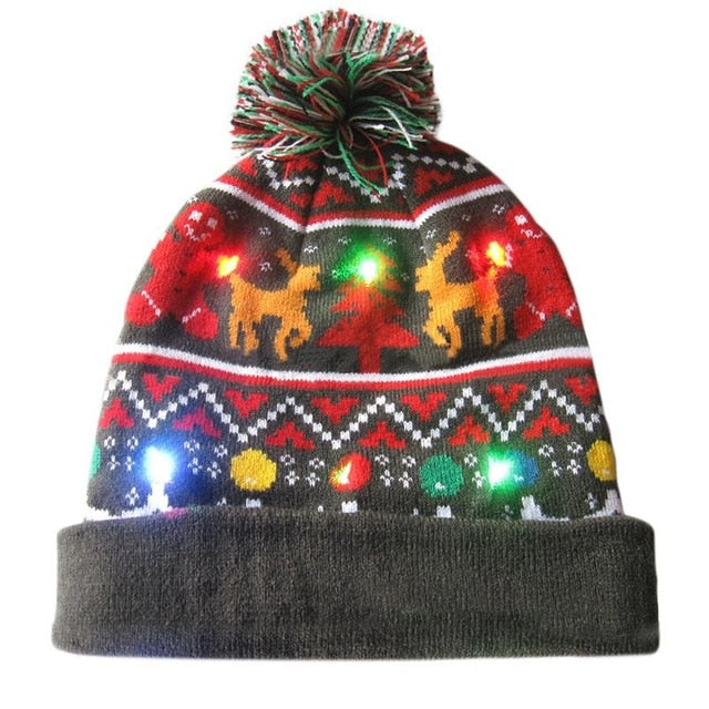 43 Designs LED Christmas Beanie Sweater Christmas Santa Hat Light Up Knitted Hat for Kid Adult Christmas Party-UlGadget