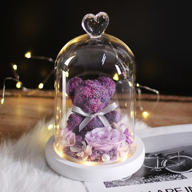 Rose Flowers In Glass Molding Led Light Dear Bear-UlGadget