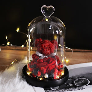 Rose Flowers In Glass Molding Led Light Dear Bear-UlGadget