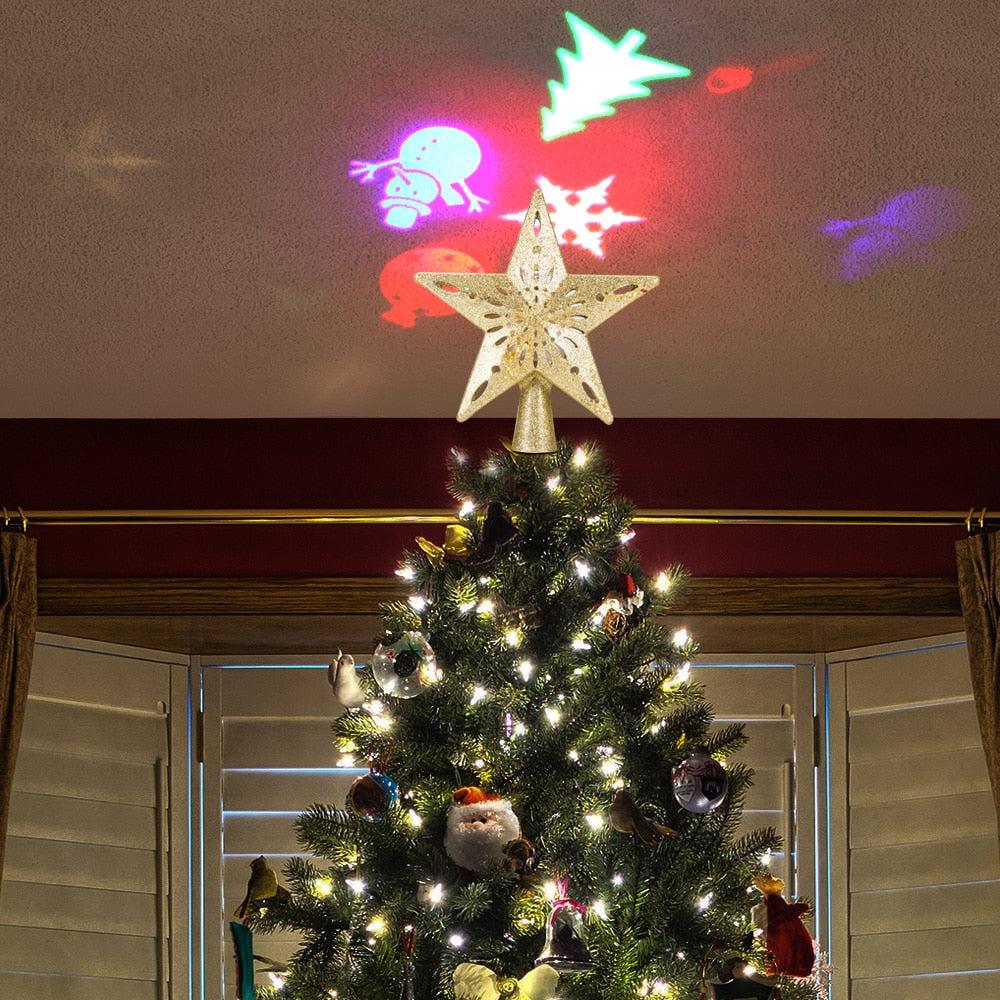 LED Projection Star Christmas Tree Topper Light Wedding Christmas Decorations For Home-UlGadget