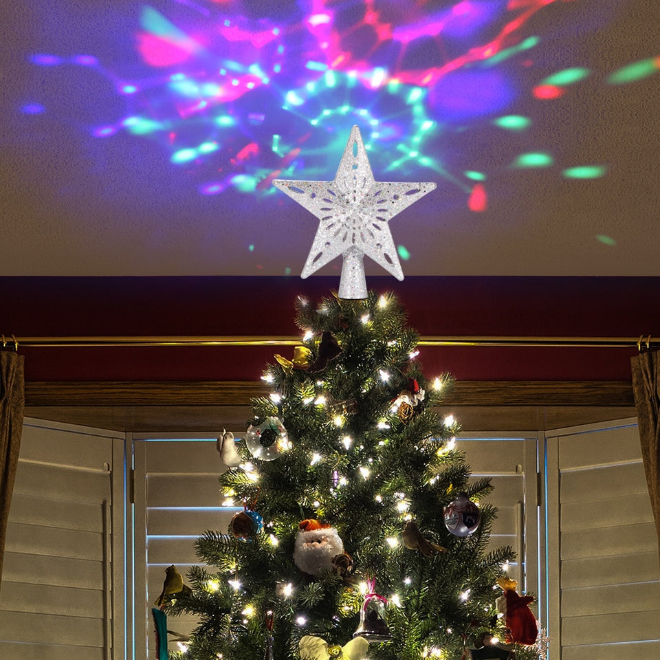 LED Projection Star Christmas Tree Topper Light Wedding Christmas Decorations For Home-UlGadget