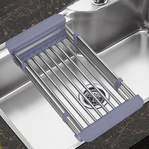 Stainless Steel Adjustable Kitchen Telescopic Tray Drainer-UlGadget