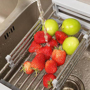 Stainless Steel Adjustable Kitchen Telescopic Tray Drainer-UlGadget