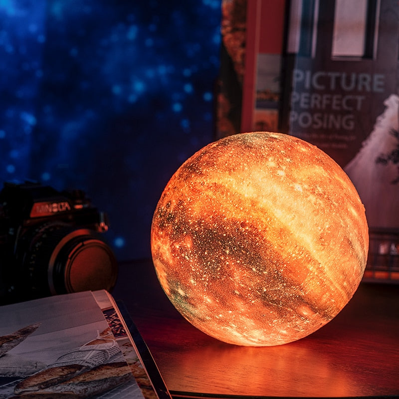 Remote Control 3D Print Galaxy Print Moon Lamp Colorful 16 Color Change Touch Night Light (8cm)-UlGadget