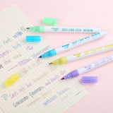 Office and School Supplies Double Line Metallic Fluorescent Pen-UlGadget