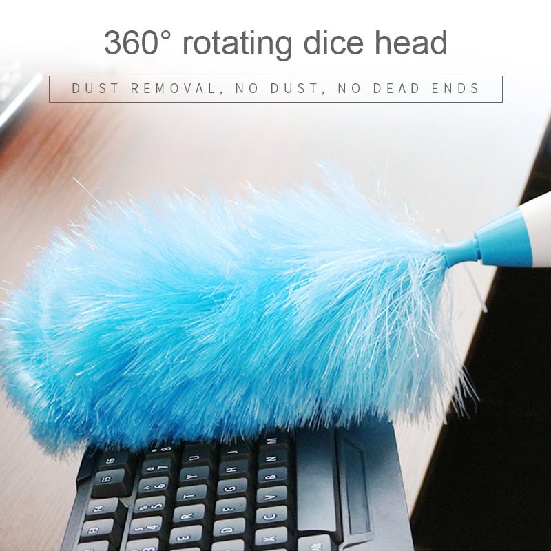 360° Dust Cleaner dusting Brush Static Electricity Motorized Dust Wand Feather Dusters Removes Dust for Kitchen, Office, Car-UlGadget