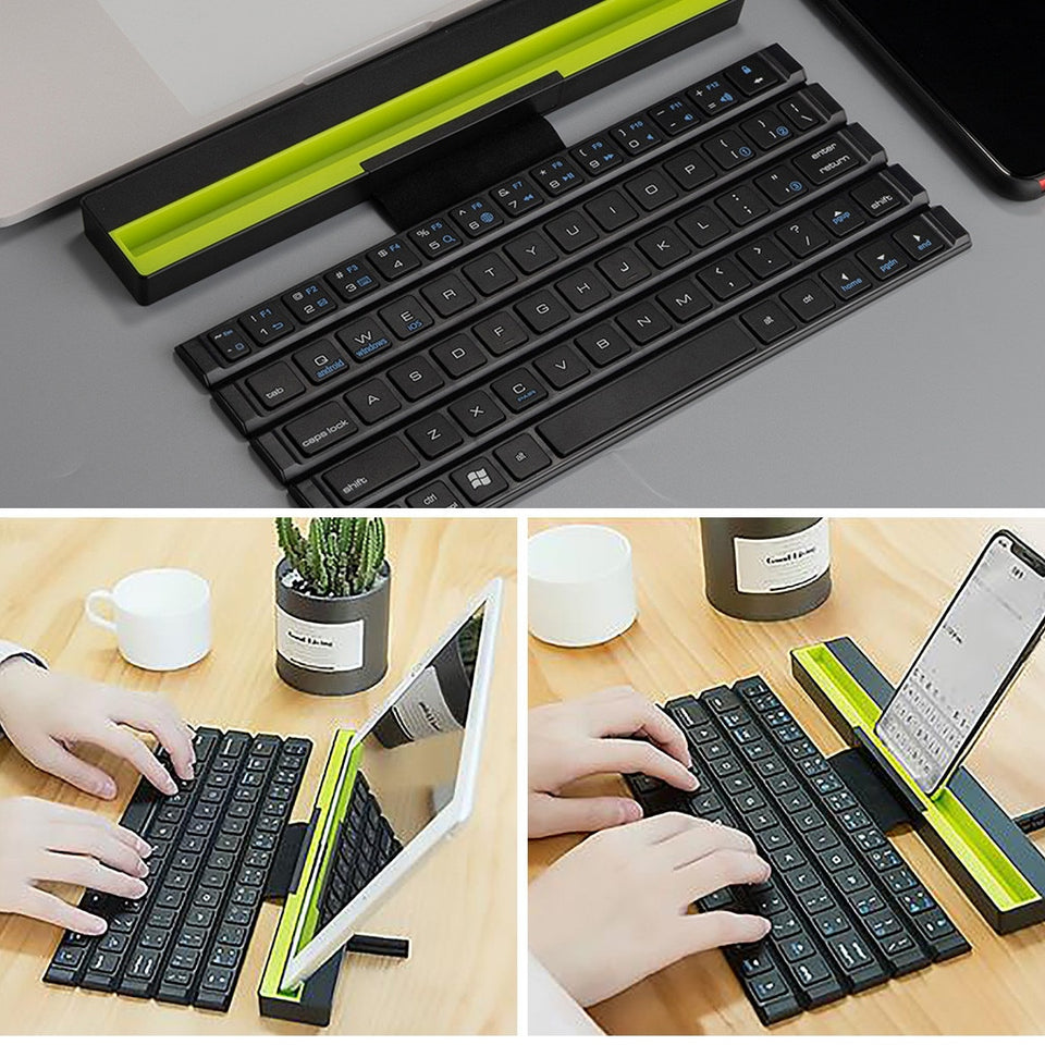 64 Keys Black Portable Mini Foldable Wireless Bluetooth Keyboard-UlGadget